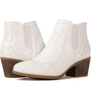 White Western Ankle Boots